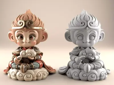 Charming Monkey King 3D STL Model for Fun Decor 3D print model