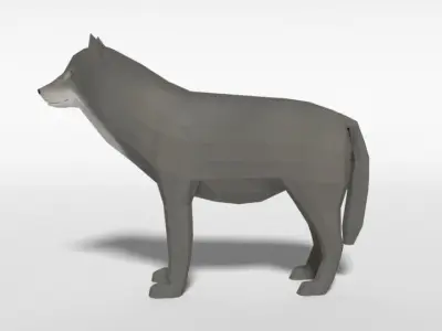 Low Poly Cartoon Grey Wolf Low-poly 3D model