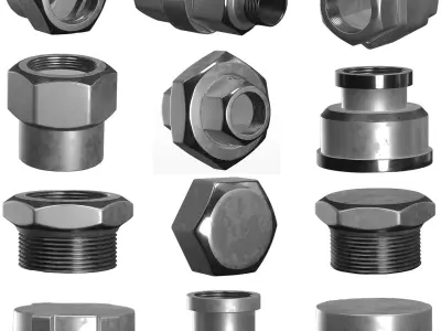 collection of types valves and fittings  3D model