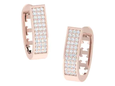 Delicate Fine Diamond Hoop Earrings 3D print model