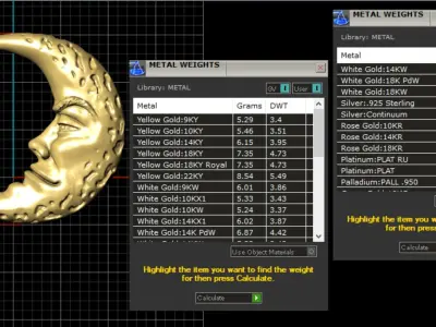 the moon gold crescent with face 3D print model