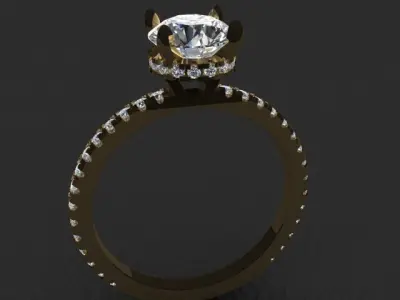 Halo diamond ring solitaire 3D print model
