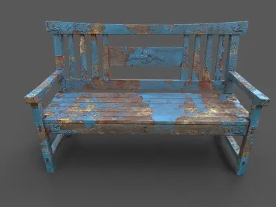 Old Wood Bench Low-poly 3D model