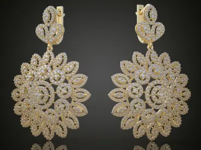 Earring 3D model 3D printable model 0054-10 Free 3D print model