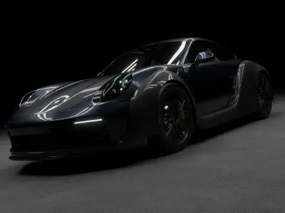 Porsche 911 Carrera with Bodykit Low-poly 3D model