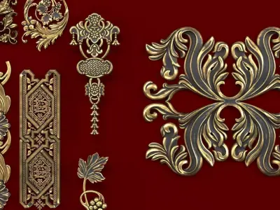 4k Classical ornaments   Low-poly 3D model