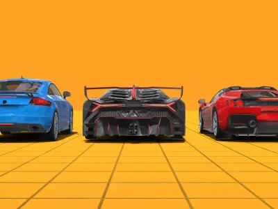 Cars Pack with Interior - Low Poly Low-poly 3D model