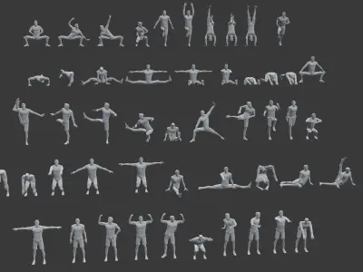 Low poly Realtime-ArchViz  -Beach Man -50 Beach Sport Poses Low-poly 3D model