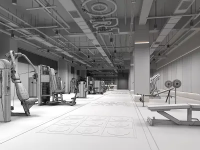 Gym fitness center interior  3D model