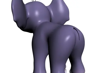 Cartoon baby elephant RIGGED Low-poly 3D model