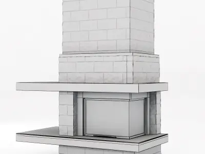 modern marble fireplace 3D model