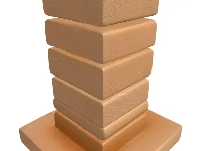 Wooden Block Stack Sculpture Low-poly 3D model