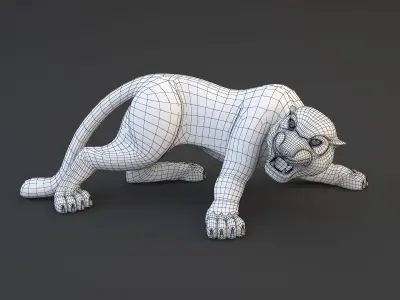 Panther gold leopard statue 3D model