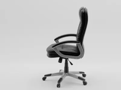 Black Leather Executive Office Chair Silver Base  PBR 3D Model 3D model