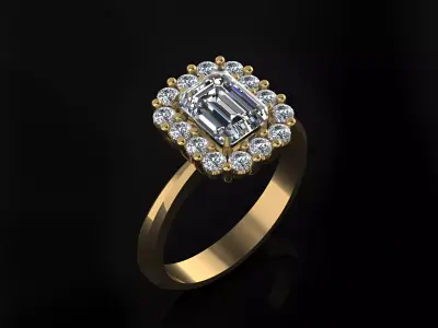 Emerald Ring 3D print model 5
