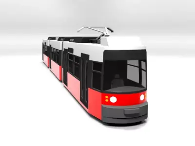 TRAM 2 LOWPOLY Low-poly 3D model