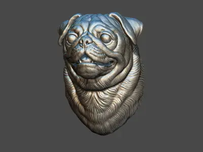 Pug bust version 2 3D print model