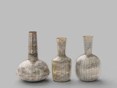 Fowler Vase - Set of 3 Patinated Brass 3D model
