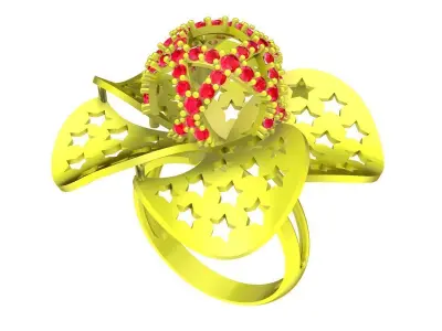 Luxury Star Floral Openwork Ring 3D Model 5747 3D print model