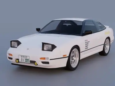 Nissan 180sx Kenji style Low-poly 3D model