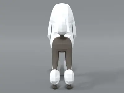 Low Poly Cartoon Standard Poodle Dog Low-poly 3D model