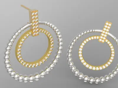 circle diamond jewelry earring je0039 3D print model