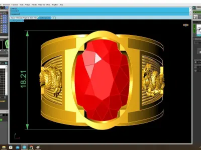 Luxury Oval Gemstone Men Ring Jewelry Design  4098 3D print model