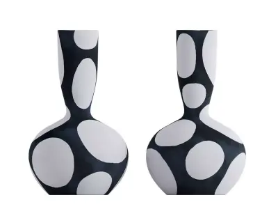 Handmade Black and White Pottery Vase 3D model