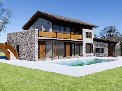 Pitched roof lodgings 3D model