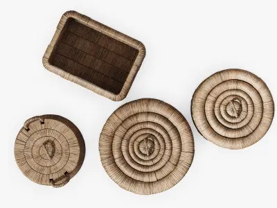 Decorative set of four baskets 3D model