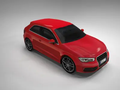 German sports hatchback  Low-poly 3D model