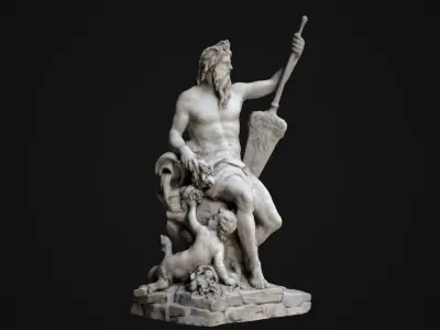 Seine Statue Low-poly 3D model