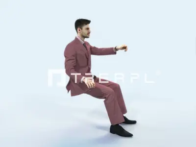 Posture 20F Driver Driving Sitting Elegant Business Man Low-poly 3D model