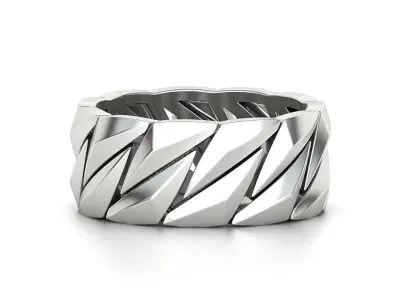 FACET CUBAN CHAIN RING MIAMI RING 10mm Wide 3dmodel 3D print model