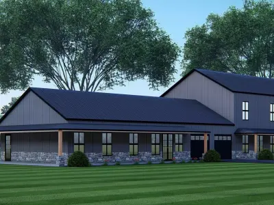 Modern Barndominium House Two Story Metal Building Home  3D model