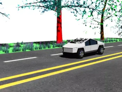 Tesla Cyber Truck Model with MAD CAR rigging drivable  Low-poly 3D model