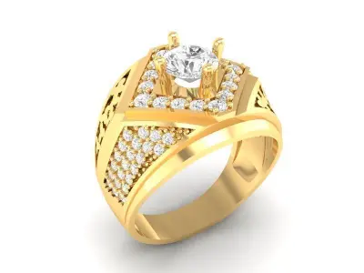 Luxury Diamond Cross Crown Men Ring 574 3D print model