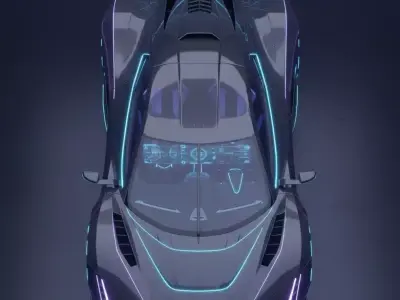 Cyberpunk Carbon Fiber Supercar with Neon Accents Low-poly 3D model