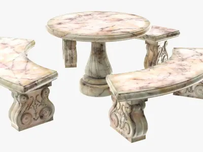 Garden stone furniture set 3D model