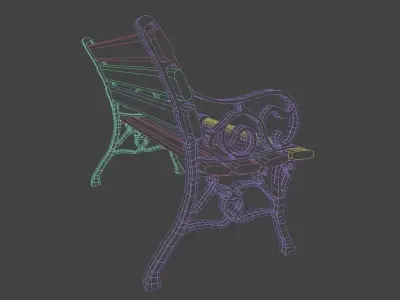 park bench Free low-poly 3D model