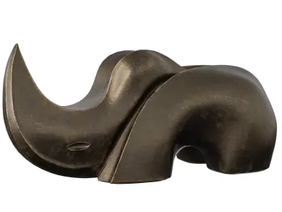 Rhino Statue 3D Model - Abstract Bronze Animal Sculpture Low-poly 3D model
