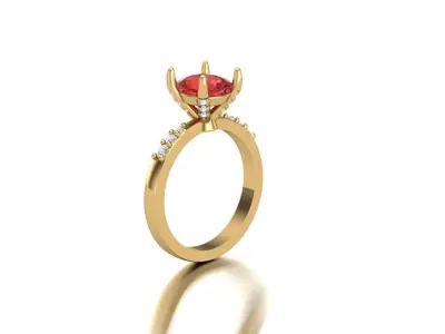 Cushion Cut Center Stone Ring with Diamond Accents 3D print model