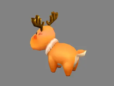 Cartoon Elk - runny deer Low-poly 3D model