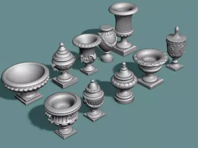 10 Classical Vases and Urns 3D model