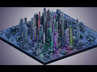 Futuristic City plus Cars nr 1 3D Model Pack