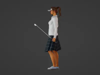 Girl with a golf club 3D model
