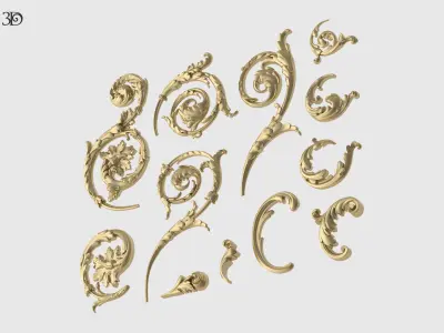 Acanthus Leaf Scroll Set 3D print model