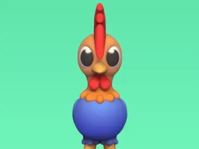 Cartoon Rooster 3D print model