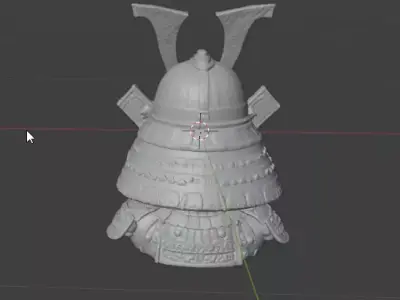 Stylized Samurai Helmet  Futuristic Carbon and Metal Armor 3D model