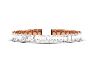 Bracelet - 6 rose gold bangle with diamonds 3D print model